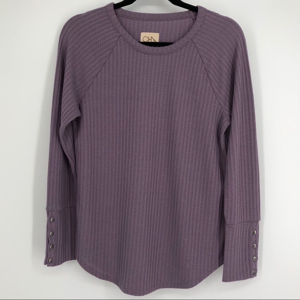 CHASER Purple Thermal Knit‎ Top Long Sleeve